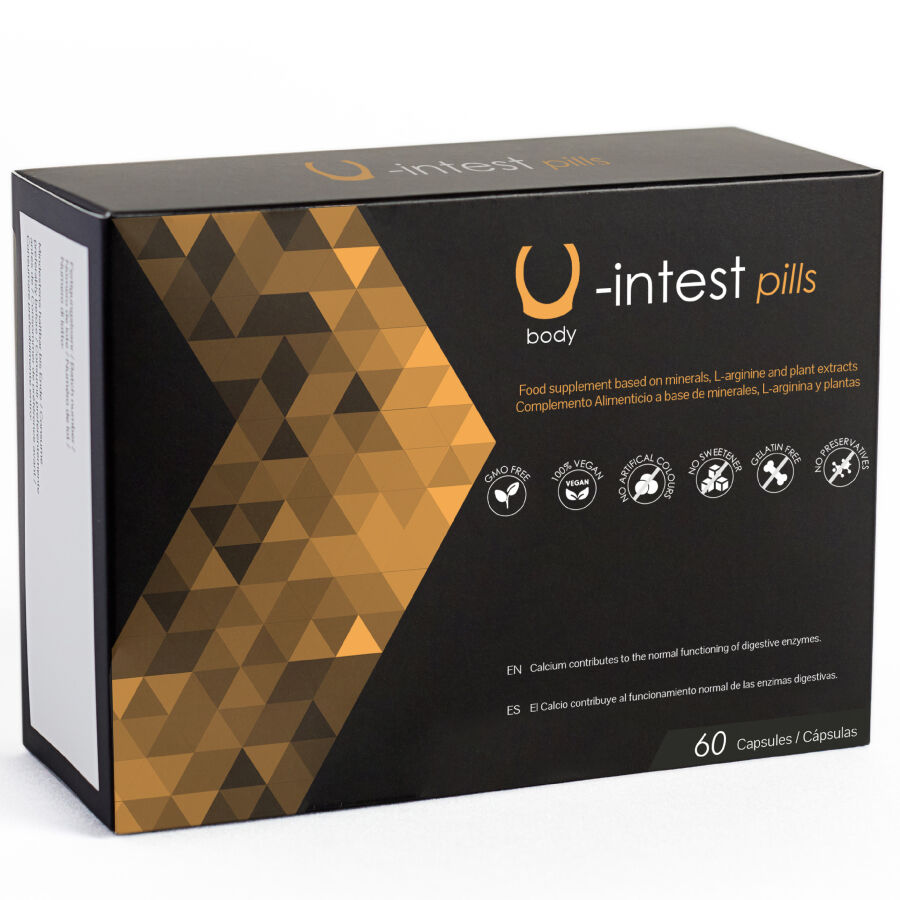 Capsule U-intest 500COSMETICS per prevenire le emorroidi, 60 capsule, confezione con blister di integratori naturali.