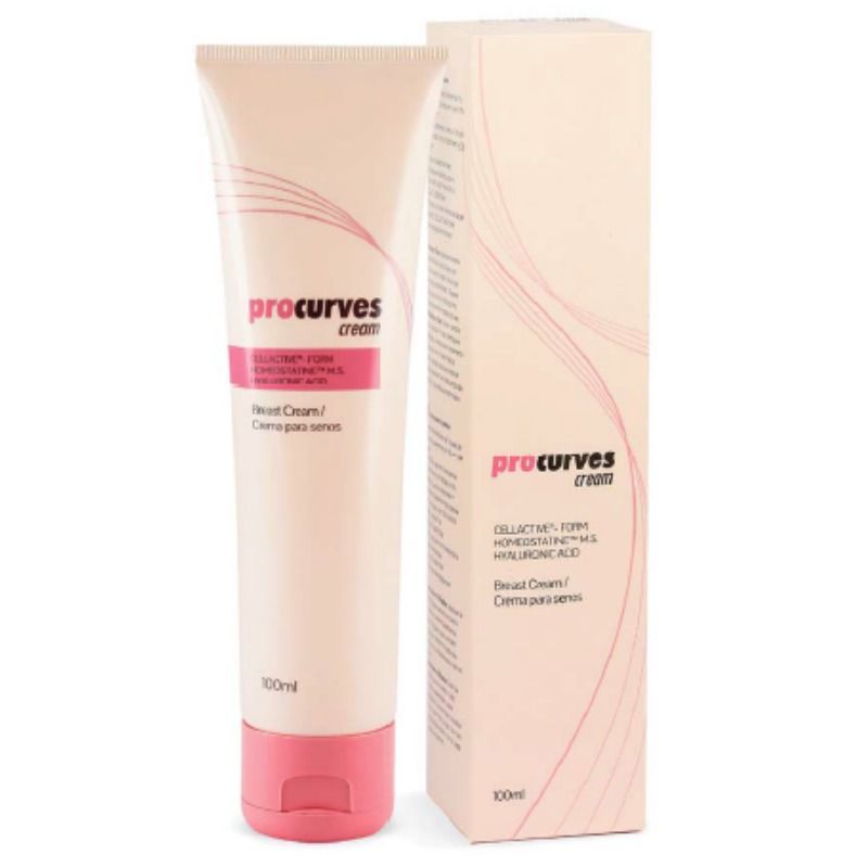 Crema 500COSMETICS Procurves per rassodare e aumentare il seno, con confezione e tubo visibili in primo piano.
