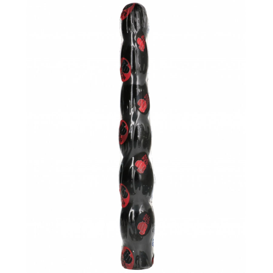 Dildo anale nero di 32 cm del marchio ALL BLACK, superficie liscia e dettagli realistici, visibile in questa immagine.