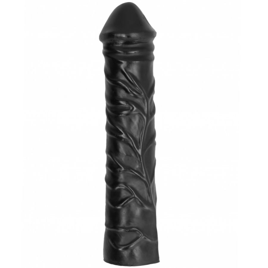 Dildo gigante nero con pugno morbido di 32 cm, prodotto ALL BLACK, immagine che mostra dettagli e texture del dildo.
