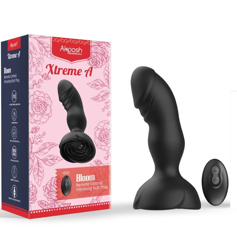 Vibratore analo con telecomando ARMONY Extreme A Bloom, design rosa e plug nero, ideale per stimolazione e piacere.