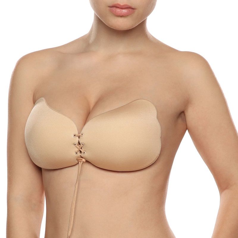 Reggiseno push-up BYE BRA Lace-It in tonalità beige con coppa D, dettagli in pizzo e design valorizzante.