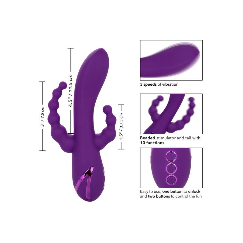 Calexotics Long Beach Bootylicious Viola, vibratore rosa viola con dettagli realistici, materiale morbido e design ergonomico.