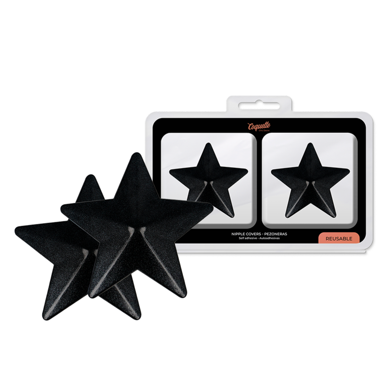 Coprite capezzoli nero con stelle, prodotto Coquette Accessories, design elegante e sensuale per lingerie e intimo.