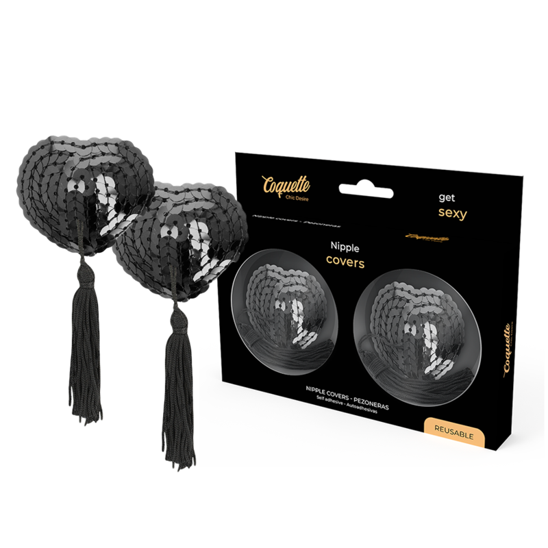Copri capezzoli nero con paillettes della linea Coquette Chic Desire, dettaglio elegante e scintillante per accessori moda femminili