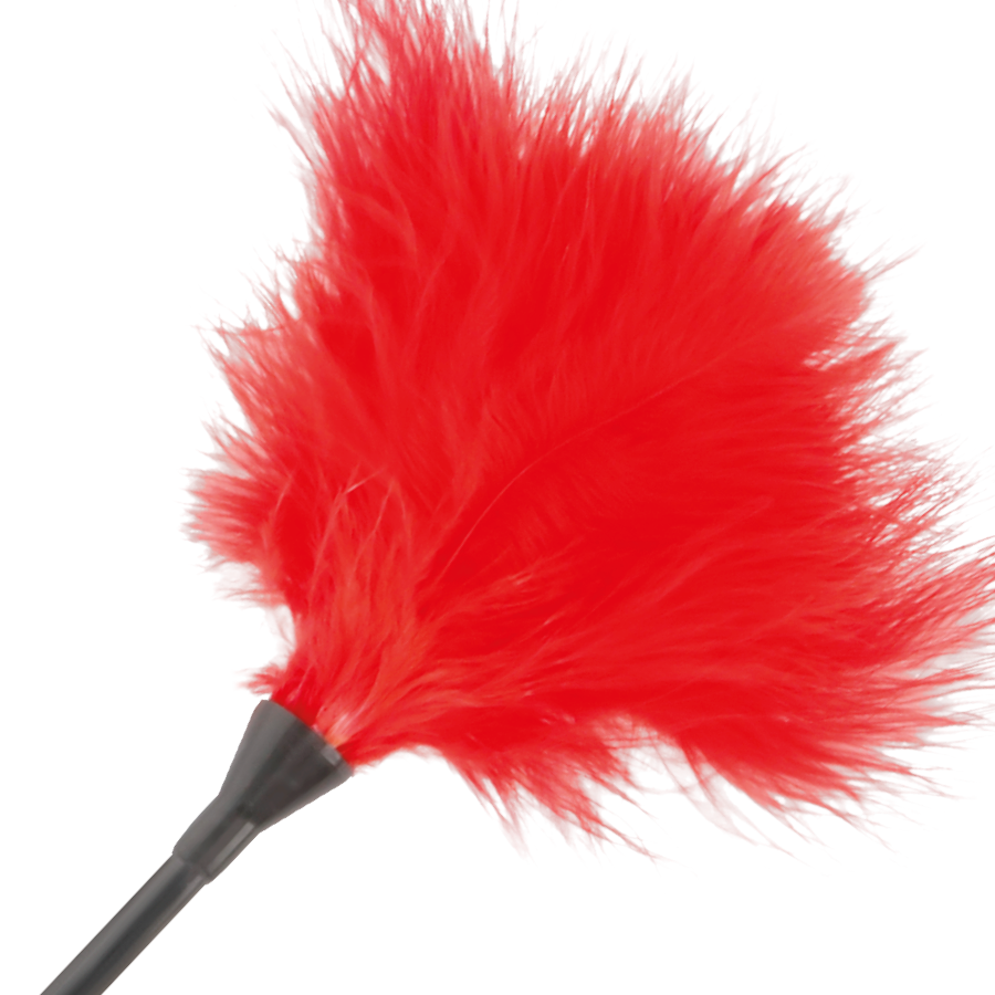 Penna stimolante rossa Darkness Sensations lunga 42 cm su sfondo neutro, dettagli della penna con design elegante.