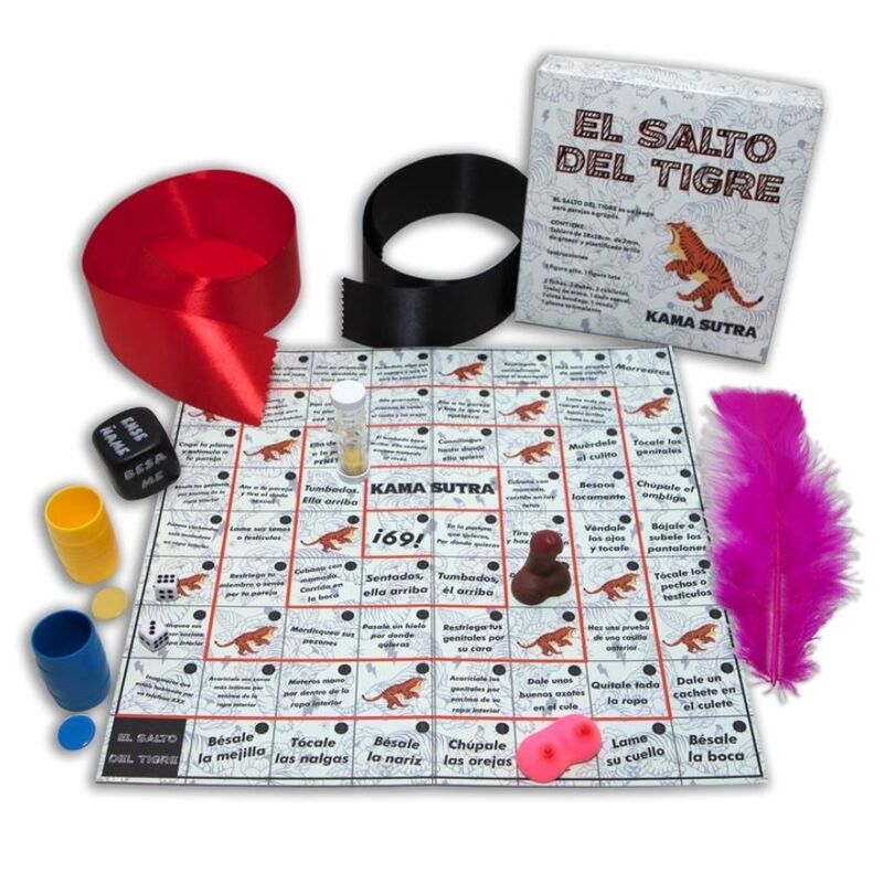 Gioco di società Diablo Picante Il gioco del salto della tigre con tessere colorate e una tavola di gioco.