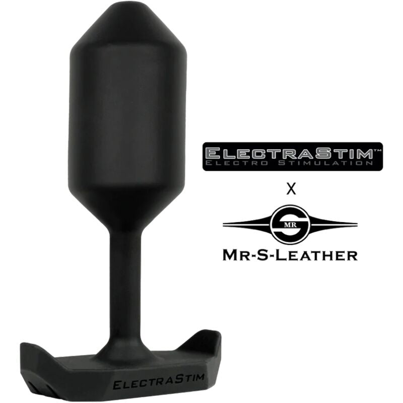 Spina anale ELETTROSTIM in pelle nero, dispositivo di stimolazione elettronica per uso anale, marca ELECTRASTIM.