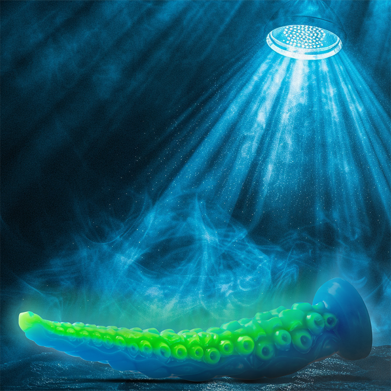 Dildo fluorescente EPIC con tentacoli sottili di Scylla, grande dimensione, dettaglio luminoso e realistico, per giochi intimi.