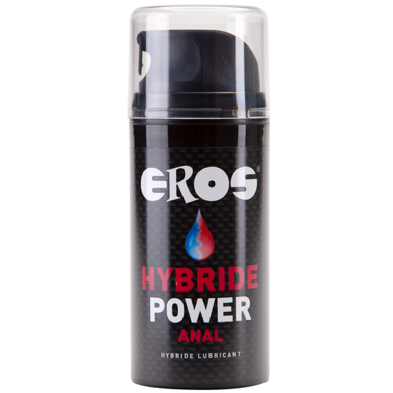 Lubrificante anale Eros Power Line, confezione da 100 ml, con bottiglia di gel trasparente e etichetta nero blu