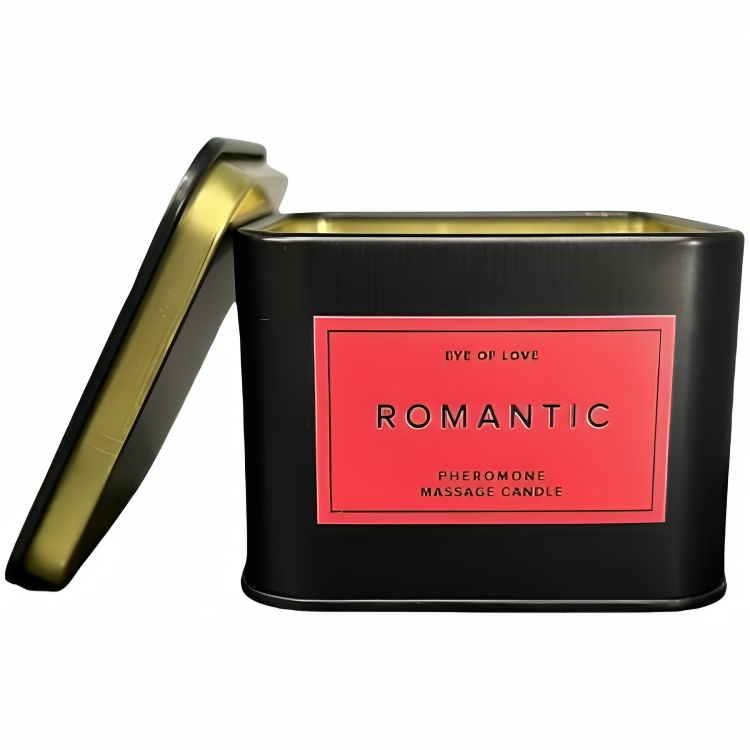 Candela da massaggio romantica Eye of Love per uomo, contenitore da 150 ml con cera profumata per massaggi intimi