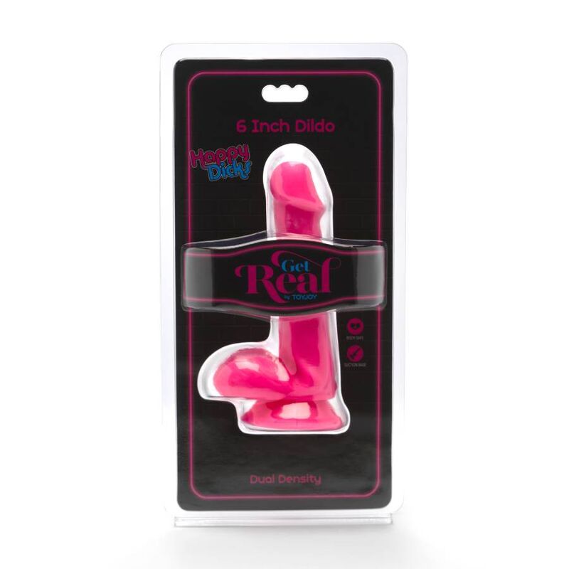 Dildo rosa con sfere da 12 cm di GET REAL, design realistico e dettagliato, ideale per piacere e stimolazione.