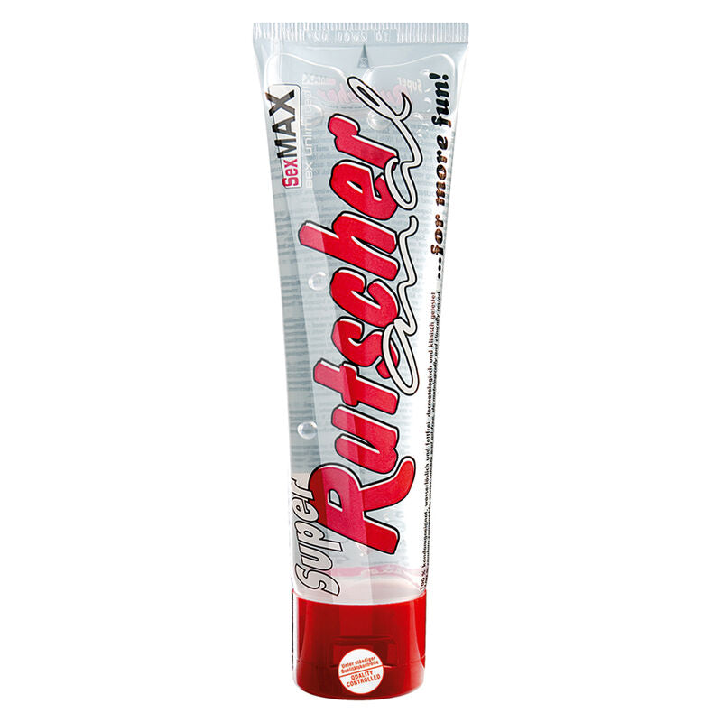 Lubrificante anale Joydivision Super Rutsch erogato in flacone da 100 ml, confezione con etichetta e tubo di plastica