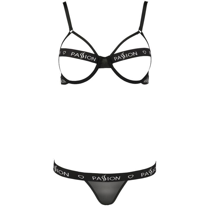 Set di due pezzi Passion Kyoka nero, abbigliamento donna, con dettagli eleganti e tessuto morbido, taglia S/M.