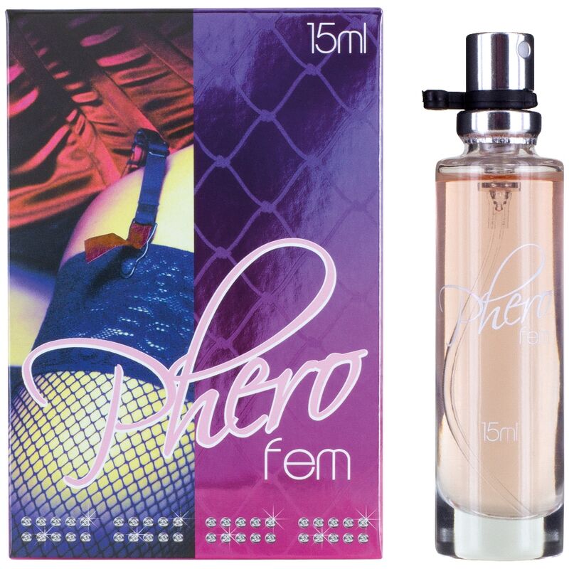 Profumo donna COBECO Pherofem Eau de Parfum, flacone da 15ml con design elegante e dettagli del packaging.