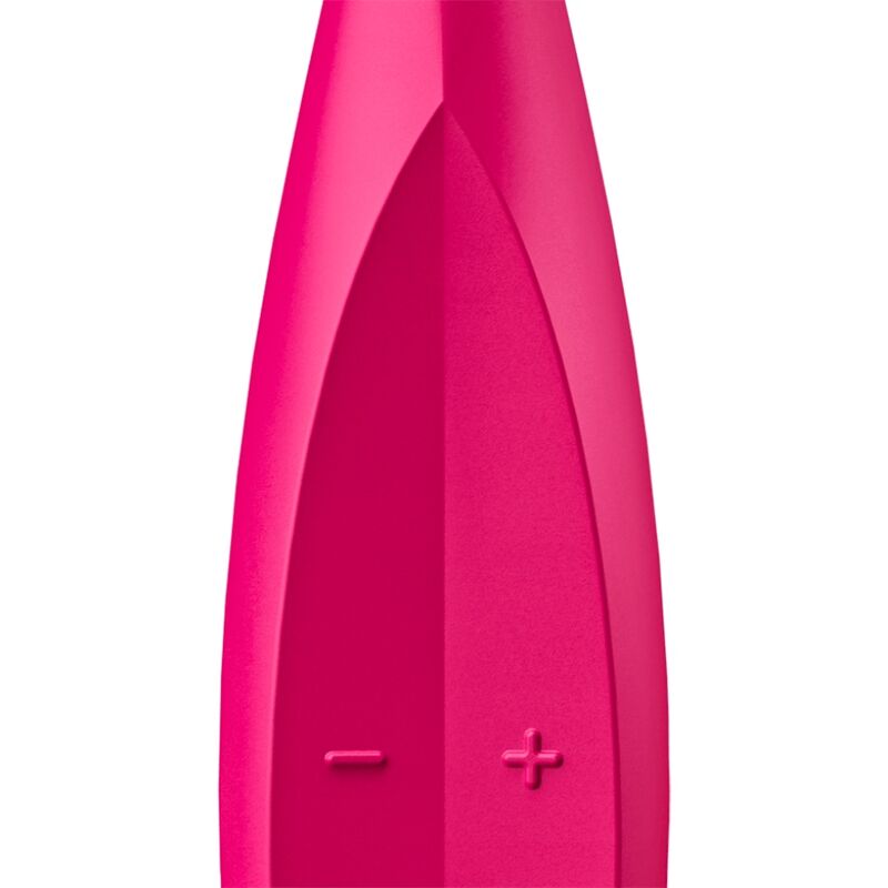 Vibratore con punta twirling in rosa SATISFYER, design elegante e dettagli curvi, ideale per stimolazione precisa e piacere.