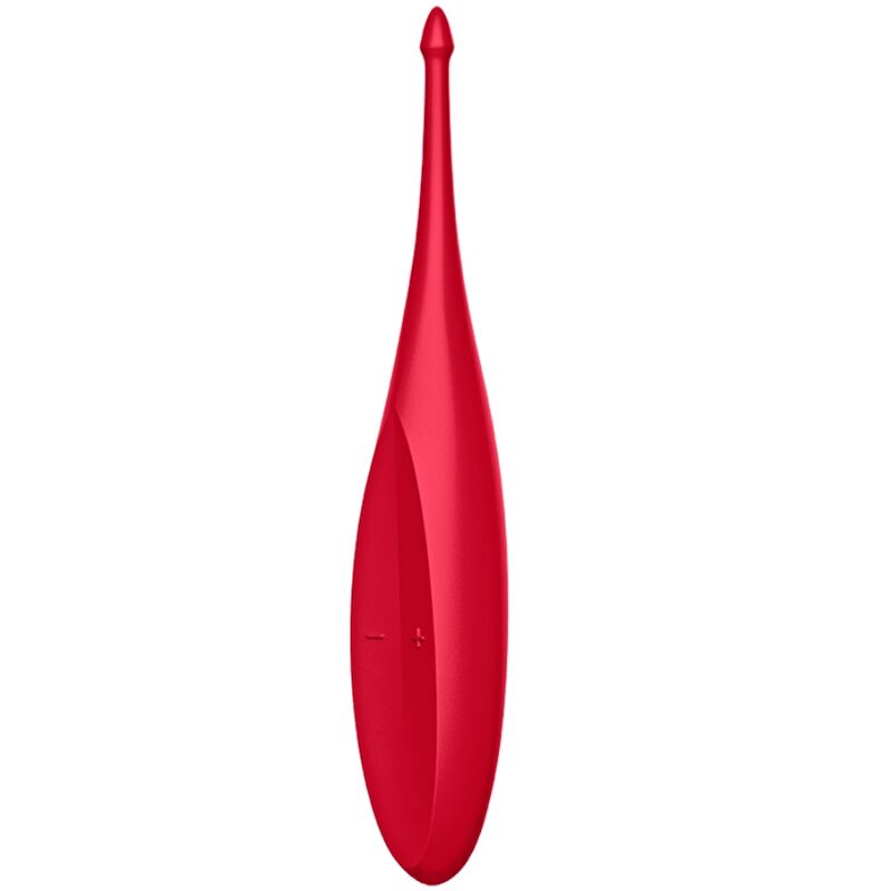 Vibratore con punta twirling rosso SATISFYER VIBRATOR, design ergonomico e dettagli colorati, ideale per stimolazione piacevole.