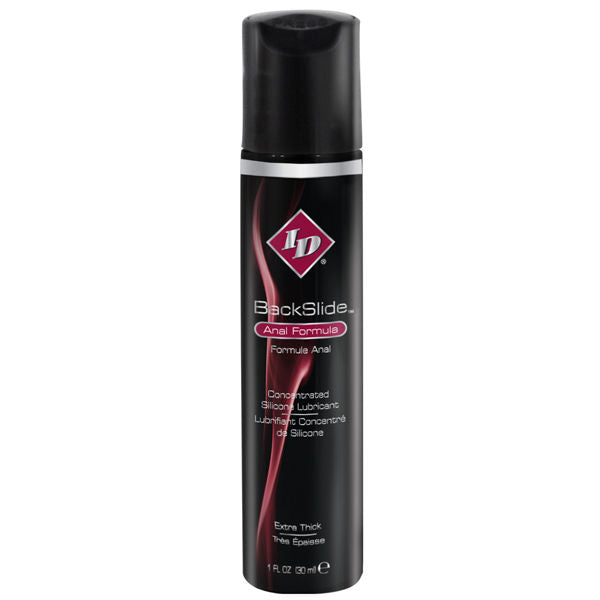 Flacone di ID BACKSLIDE Formula Anale da 30 ml, confezione bianca con etichetta blu, visibile su sfondo neutro.