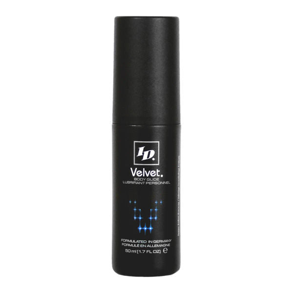 Lubrificante personale ID VELVET Premium Body Glide in flacone da 50 ml, crema liscia e confortevole per il corpo.