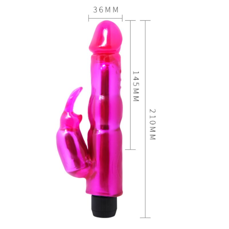 Coniglio vibratore BAILE Fantasy Vibe Viola, silicone morbido e realistico, con dettagli realistici e design elegante.