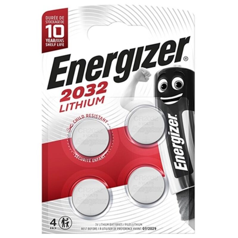 Pila a bottone CR2032 al litio da 3V di Energizer, confezione da 4 unità, per dispositivi elettronici di piccole dimensioni