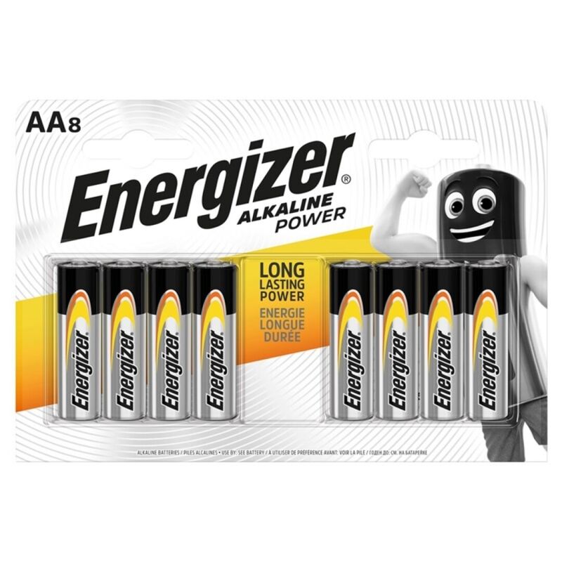 Pacco da 8 batterie alcaline AA LR6 Energizer, energia affidabile per dispositivi portatili e elettronica domestica