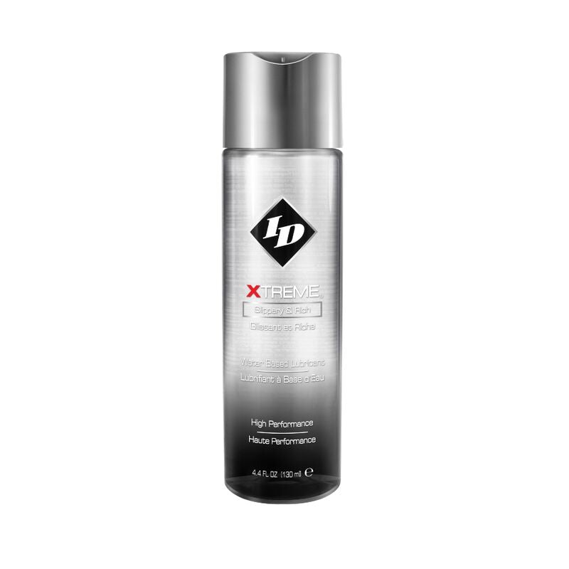 Lubrificante ID XTREME da 130 ml, bottiglia con etichetta blu, ideale per uso personale, visibile sulla confezione.