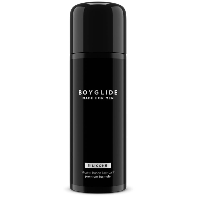 Lubrificante a base silicone INTIMATELINE Boyglide da 100 ml, contenitore con tubo e etichetta visibile