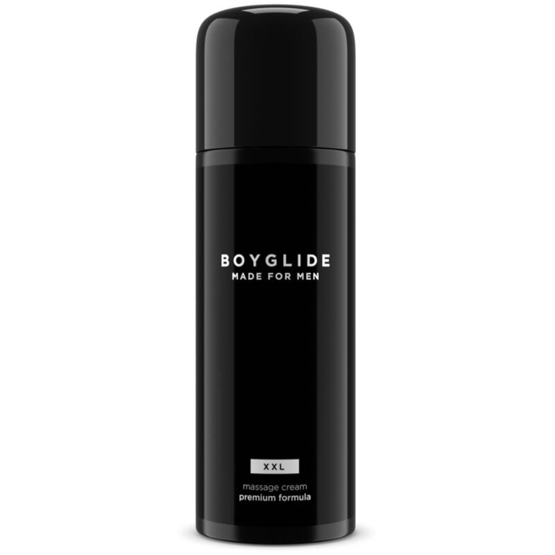 Crema da massaggio IntimateLine Boyglide XXL per uomo, bottiglia da 100 ml con etichetta, mostra la confezione del prodotto.