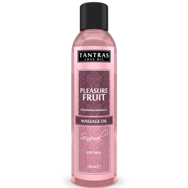 Olio da massaggio INTIMATELINE Tantras Love Love Oil Piacere con frutta, 150 ml, bottiglia con etichetta colorata.