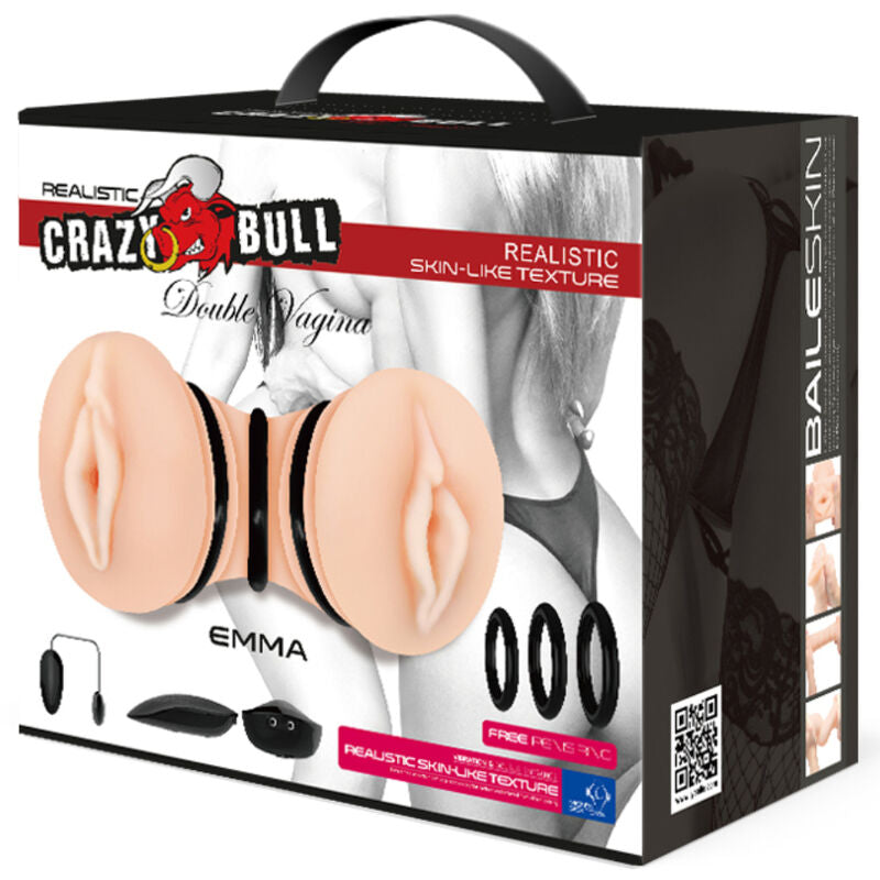 Mascherina masturbatore vaginale doppio CRAZY BULL Emma, realistico con dettagli anatomici e morbide texture.