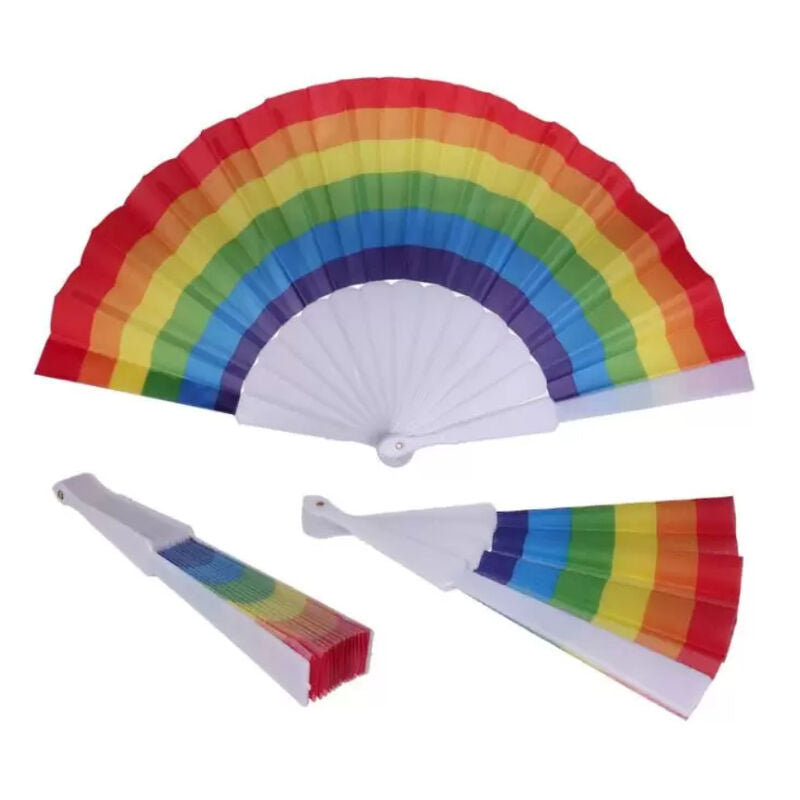Ventaglio in tessuto con bandiera LGBT PRIDE, decorativo e colorato, ideale per eventi e celebrazioni della comunità LGBTQ+