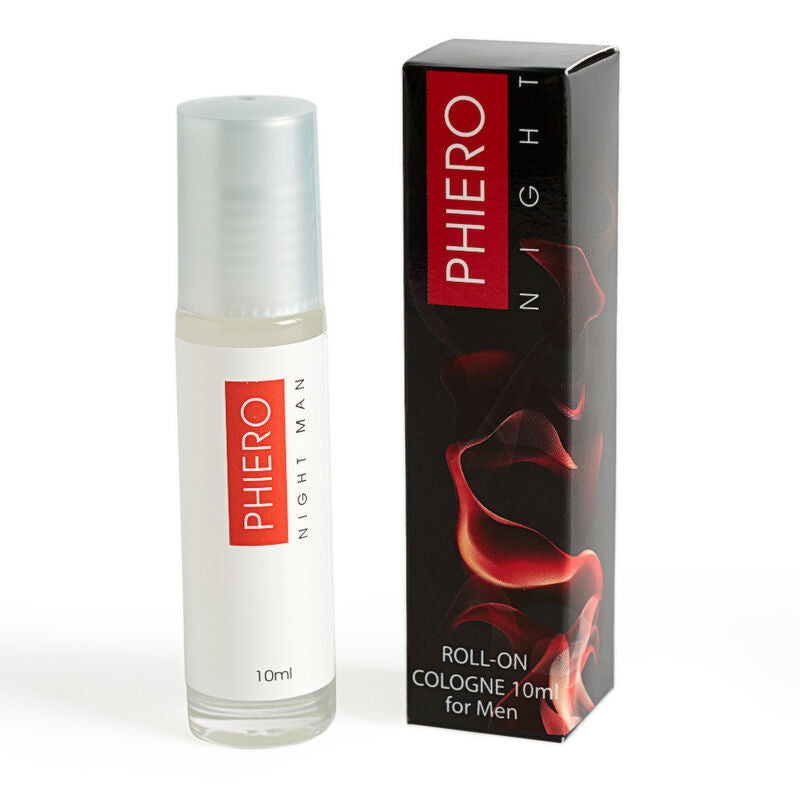 Profumo da uomo 500 Cosmetics Phiero Night Man con roll-on, flacone elegante e dettagli di design, feromoni e fragranza intensa