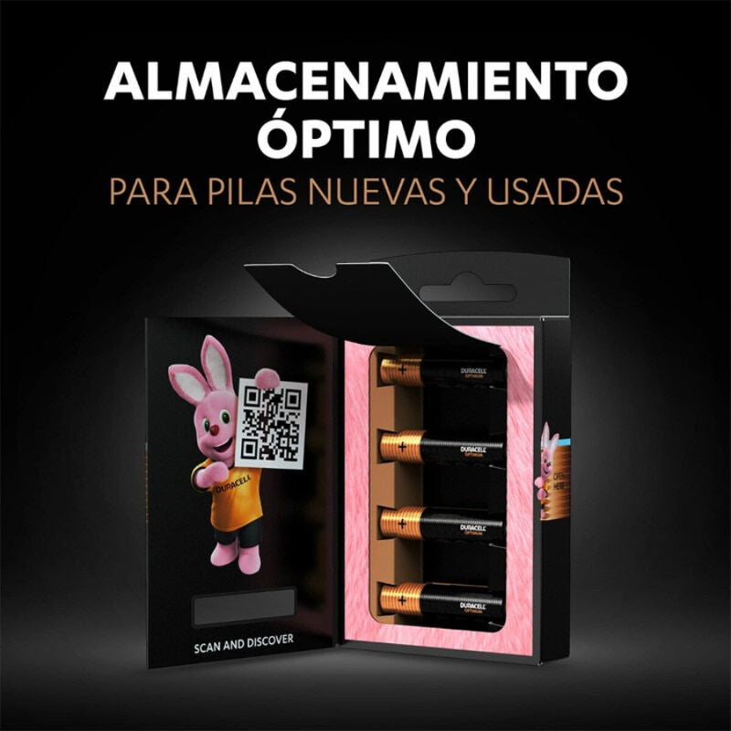 Batterie alcaline Duracell Optimum AAA LR03 da 200 mAh, confezione da 4 pezzi, in confezione rigida.