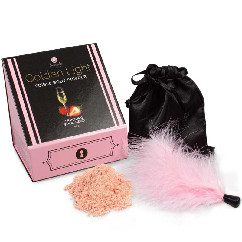 SECRETPLAY - GOLDEN LIGHT KIT SPARKLING STRAWBERRY FOOD POWDER AND FEATHER