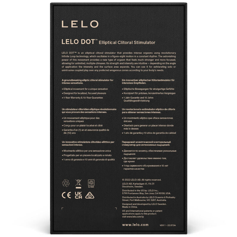 Stimolatore clitoride LELO DOT rosa, dispositivo di piacere compatto e ergonomico, con superficie morbida e design elegante.