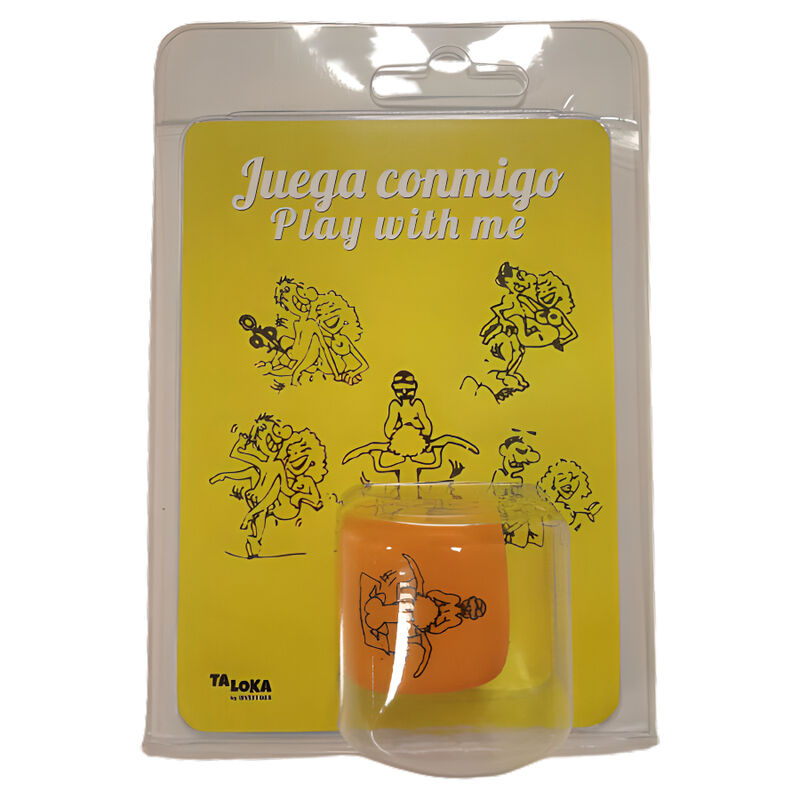 Dadi azione Kamasutra Diablo Picante arancione, giocattolo erotico con design colorato e dettagli visibili.