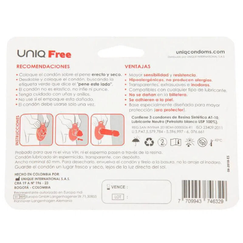 UNIQ - LATEX FREE CONDOM WITH PROTECTIVE RING 3 UNITS