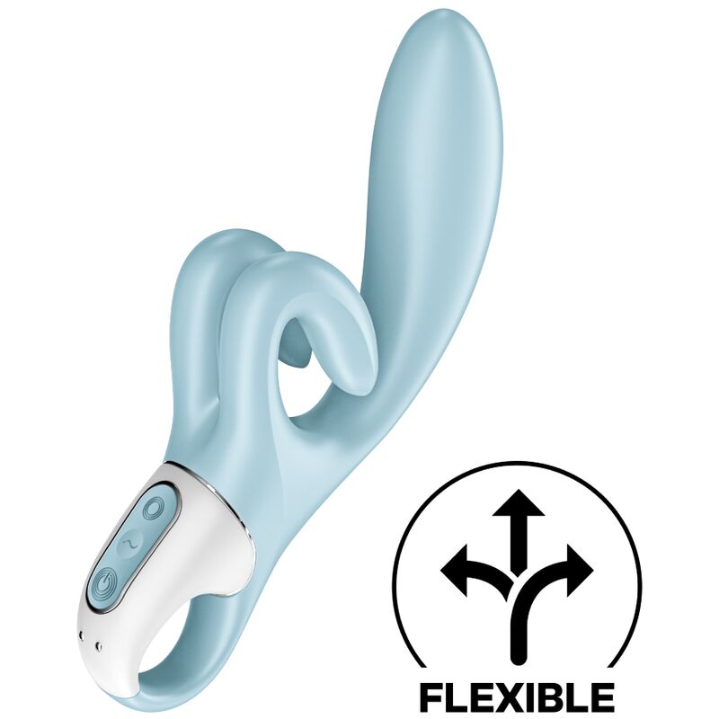 Vibratore Satisfyer Touch Me Rabbit blu, stimolatore doppio con design ergonomico e modalità di vibrazione multiple.