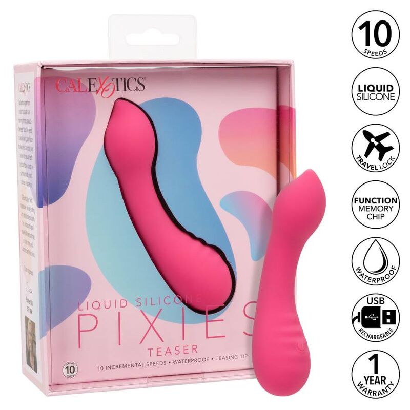 Calexotics Pixies Teaser Rosa, vibratore rosa con design elegante, per stimolazione sensuale e divertente.