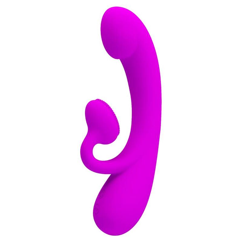 Vibratore clitorideo in silicone e succhiatore viola PRETTY LOVE Sincero, con design ergonomico e dettagli realistici.