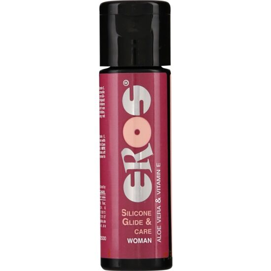 Lubrificante silicone medico EROS Classic Line per donna, bottiglia da 30 ml, mostra la confezione e il prodotto.