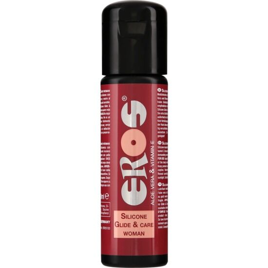 Lubrificante medico femminile EROS CLASSIC LINE a base di silicone, bottiglia da 100 ml, visibile nell'immagine.