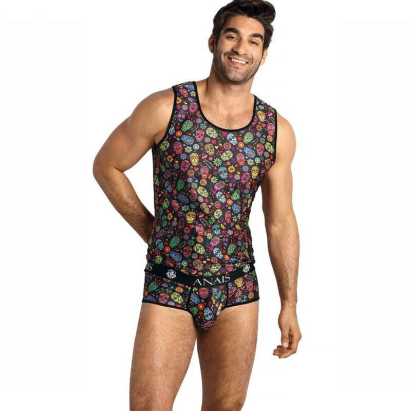 Top Mexico ANAIS MEN ACCESORIES, maglietta bianca con dettagli colorati, vista frontale su sfondo neutro.