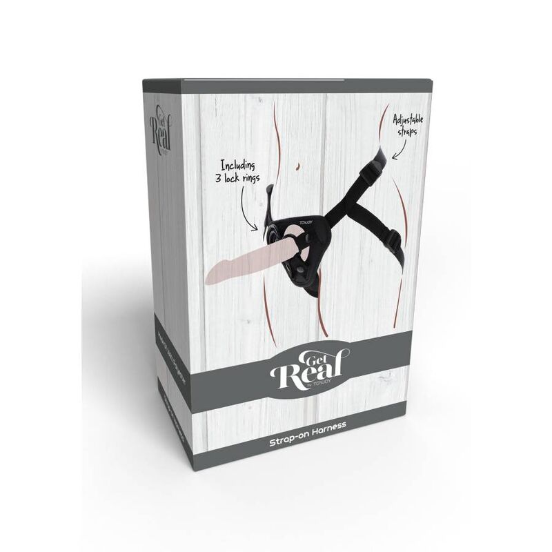 Imbragatura GET REAL con cinturino nero, dettaglio in tessuto resistente e comodo, perfetta per accessori moda e stile casual.