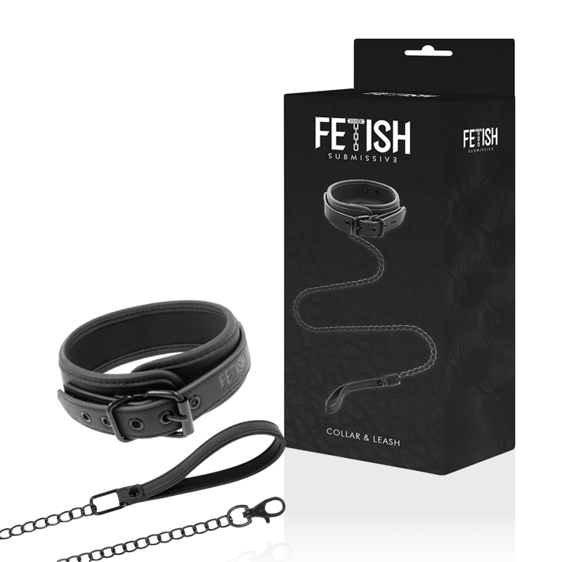 Collana a catena con fodera in neoprene FETISH SUBMISSIVE BONDAGE, accessorio BDSM per sottomissione e bondage.
