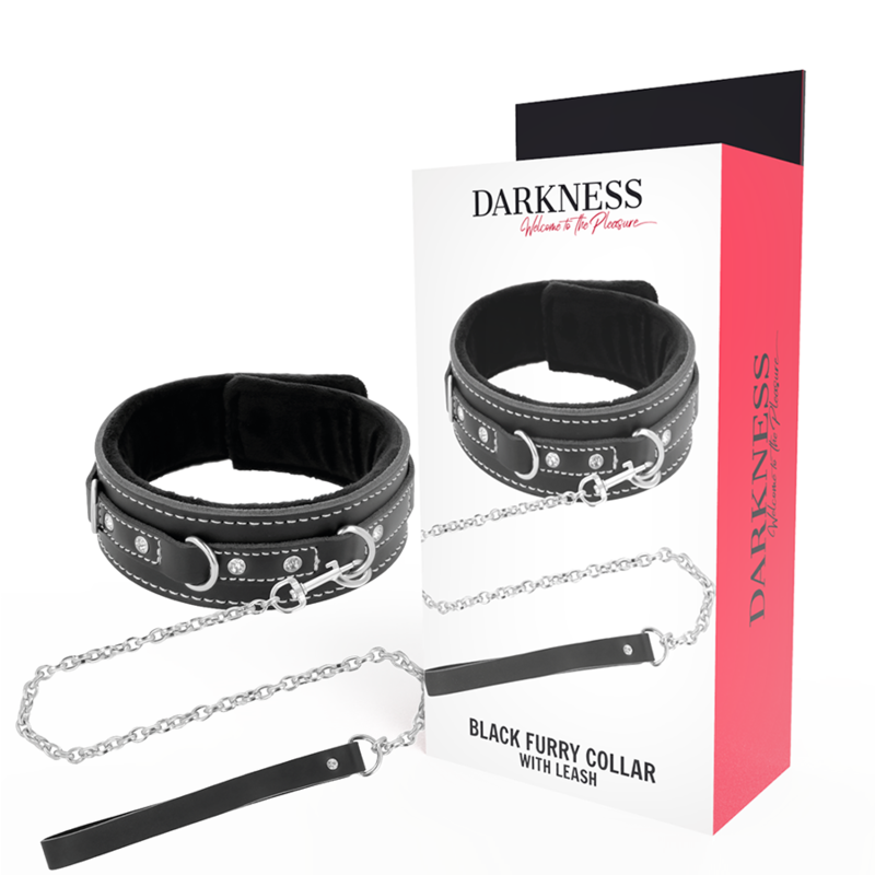 Collana in pelle di alta qualità con guinzaglio DARKNESS BONDAGE, accessorio BDSM elegante e resistente per giochi di ruolo.