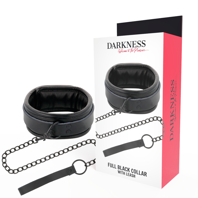 Collana nera DARKNESS BONDAGE con catena in metallo, elegante accessorio di moda in stile dark e alternative.