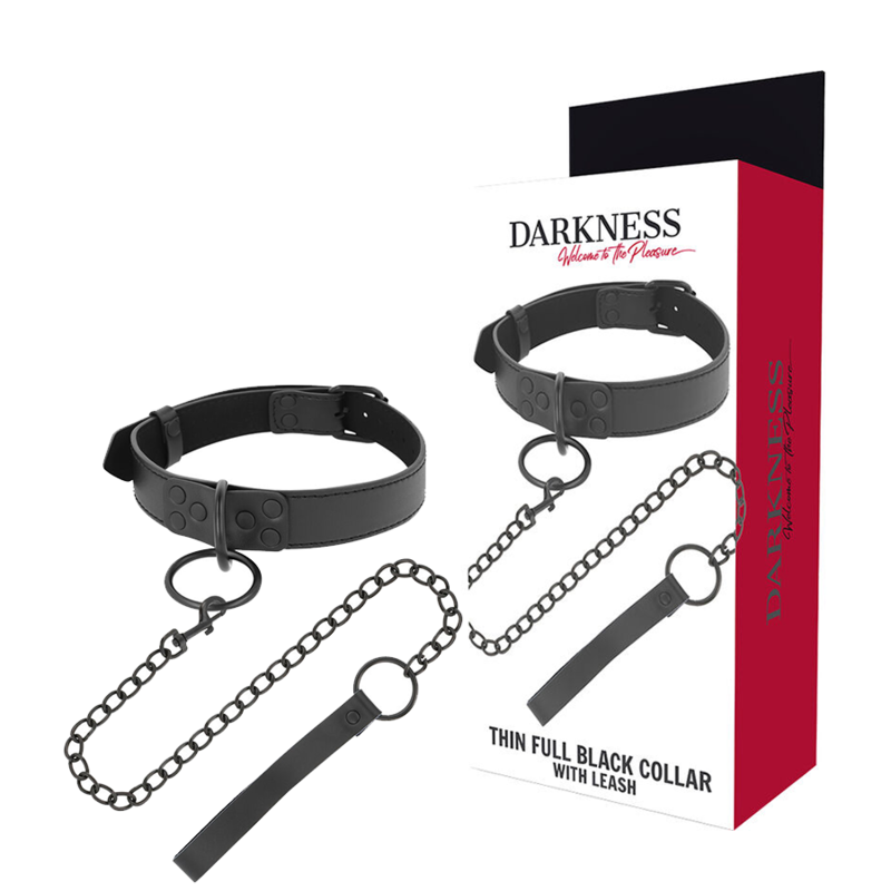 Collana nera con catena DARKNESS BONDAGE, accessorio di moda in stile dark e alternativo, con dettagli in metallo nero.