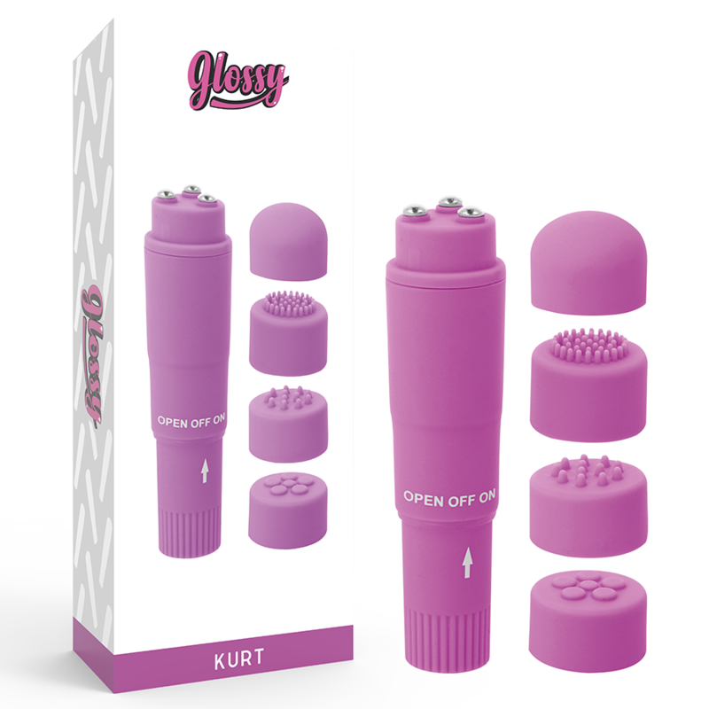 Massaggiatore portatile GLOSSY Kurt Pocket viola con superficie lucida e compatta, ideale per relax e massaggi rilassanti.